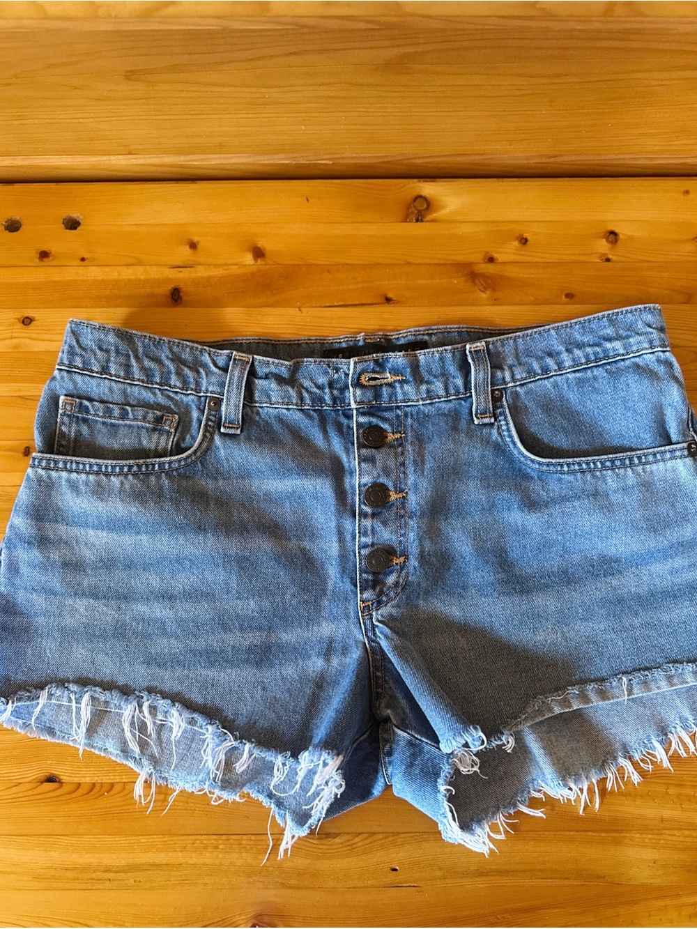 Veronica Beard Debbie Denim Cutoff Shorts, Size 30